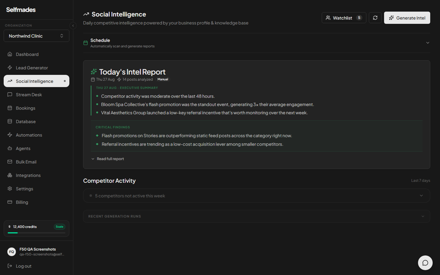 Social Intelligence in the Selfmades dashboard